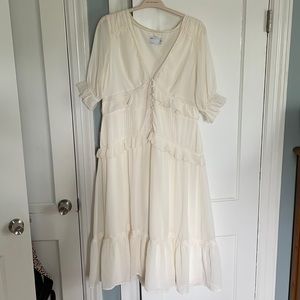 ASOS button through lace insert midi dress